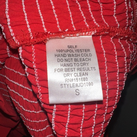 Storia Smocked Red Linen Mini Dress Size S‎ Ruffle - Picture 9 of 11